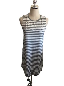 Avec Les Filles T-Shirt Dress Women's Size XS Gray White Stripes Lettering - Picture 1 of 7
