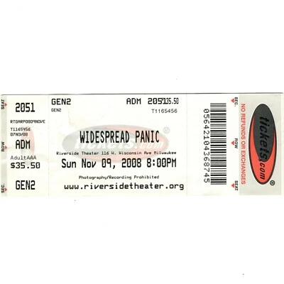 Boleto de concierto de pánico generalizado milwaukee wi 11/9/08 riverside theatre raro Foto 1 de 2