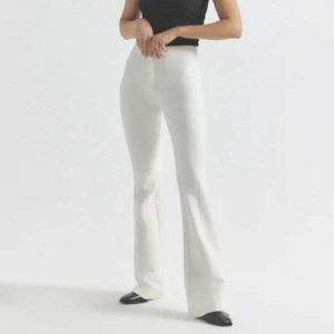 Pantalone Derek Lam 10 Crosby svasato bianco avorio elasticizzato vita alta più 18 - Foto 1 di 12