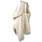 Euc Knox Rose Faux Suede And Sherpa Waterfall Open Vest Sz L Cream Ivory