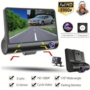 Triple Dash Cam Front Rear Inside IPS Screen Car Driving Recorder 1080P FHD - Picture 1 of 15