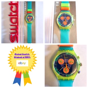 Swatch Chrono Neo Wave SCJ100 1991 Vintage Orologio da polso Anni 90 Cronografo - Foto 1 di 10