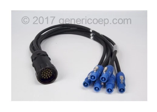 SOCAPEX  19 PIN Male  3FT to Blue Powercon Breakout  - Image 1 of 1