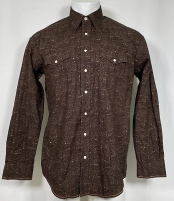 Camisa Panhandle Rough Stock Marrón Manga Larga Perla Botón a Presión Para Hombre MEDIANA Foto 1 de 4