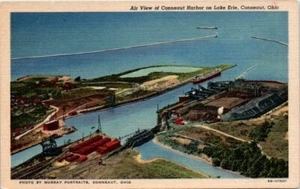 1940s OH Postcard Conneaut Harbor On Lake Erie Conneaut Ohio Aerial Unposted - Picture 1 of 2