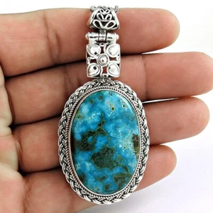 Women Gift Azurite Malachite Gemstone Pendant 925 Sterling Silver Jewelry K5 - Picture 1 of 7