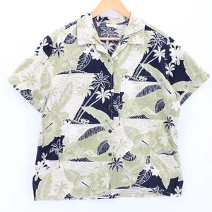Vintage Go Barefoot Hawaiian Shirt Mens Multicolor Floral Pattern Size Large L - Picture 1 of 8