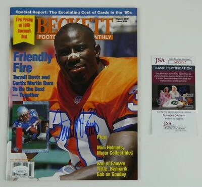 Terrell Davis Signed Autographed 1997 Beckett Magazine Denver Broncos JSA COA - Image 1 of 4
