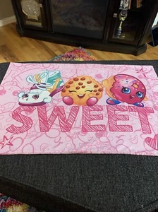 Shopkins Standard Pillow Case LOVE SWEET Double Sided Pink Donut Shoe Cookie - Picture 1 of 11