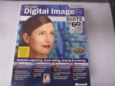 Microsoft Digital Image SUITE 9.0 FOR  WINDOWS  (S83-00001)   2 CD-ROM  & MANUAL - Image 1 of 4
