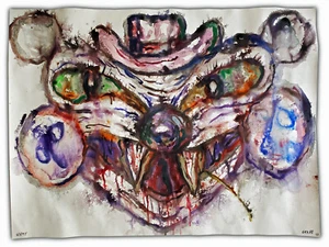HAPPY GRAVE original LARGE mixed media Painting 2023 surreal : "KINK BUNNY" - Picture 1 of 3