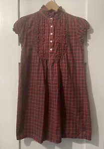 Polo Ralph Lauren Red Plaid School Dress Ruffle Placket Girls Size: 8 - Picture 1 of 7