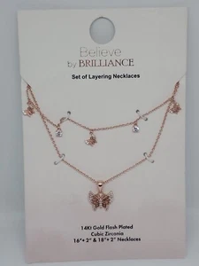 BELIEVE BY BRILLIANCE farfalle oro 14 kt zirconi placcati lampo - Foto 1 di 2