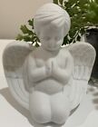Vtg White Ceramic Praying Cherub Angel Naked Baby Shelf Sitter Figurine Statue