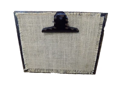 Rustic Easel Clip Board Rustic Wood Burlap Note Photo Board Decorative 8"x10" - Image 1 of 4