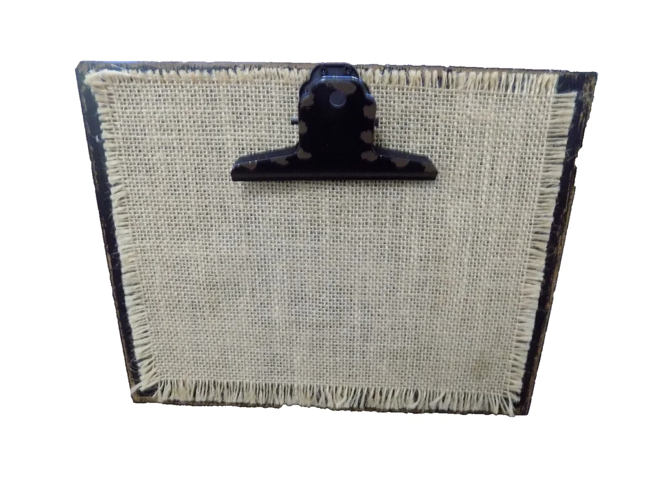 Rustic Easel Clip Board Rustic Wood Burlap Note Photo Board Decorative 8"x10" - Image 1 of 4