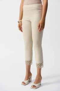 Joseph Ribkoff 251053 Cropped Guipure Detail Trousers Original Price £169.00 - Picture 1 of 8