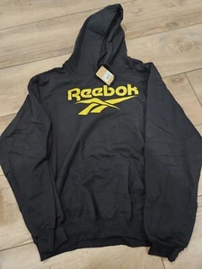Reebok klassischer Herren Hoodie schwarz gelb Logo Sweatshirt Baumwollmischung groß neu - Bild 1 von 3