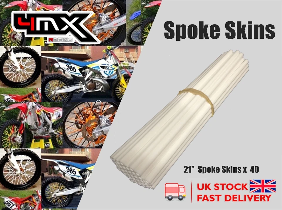 Protectores de radios de rueda blancos 21" para Kawasaki KLX125 L B1-B3,B6F 03-06 Foto 1 de 1