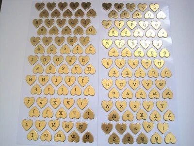 140 ALPHABET HEART STICKERS Gold Silver Rose Letters SCRAPBOOKING Card Making - Image 1 of 4