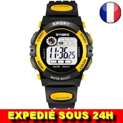 ✅ Montre Numérique Sport Garçons Filles Alarme LED Enfants Jaune Heure Cadeau - Photo 1/4