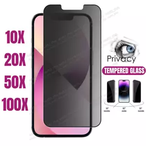 For iPhone 15 14 13 12 11 8 Anti Spy Tempered Glass Privacy Screen Protector Lot - Picture 1 of 10