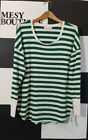 Liz Claiborne Women's T-shirt Green color Stripe Long Sleeve Size:XL