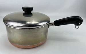 Vintage Revere Ware 2 Qt Copper Bottom Stainless Sauce Pan Pot Clinton - Picture 1 of 14