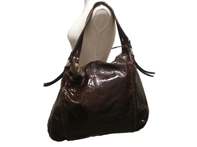 Bolso de hombro grande 7 for All Mankind de charol marrón de cuero genuino para mujer Foto 1 de 4