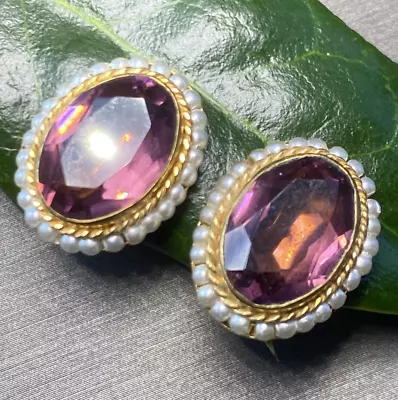 Vintage DANECRAFT Screw-Back Earrings 12K GF Seed Pearl Estate Jewelry Pre-Owned - Image 1 of 4