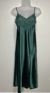 Victoria Secret Satin Dress Women Small Green Maxi Slip Dress Y2K Lace Trim - Picture 1 of 8