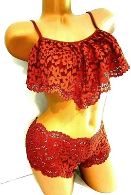 Victoria's Secret Flutter Bralette Panty Corto Rio Encaje Conjunto de 3 Piezas Pijama L Nuevo con Etiquetas Foto 1 de 4