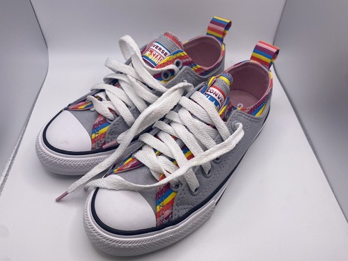 Sneaker Converse All Star CTAS 669818F grigio lupo a righe arcobaleno giovani taglia 13