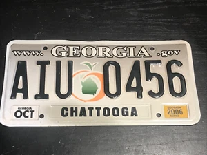 Jahrgang 2005 Geórgia Nummernschild Chattooga County AIU0456 mit 2006 Aufkleber - Bild 1 von 1