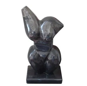 Busto Donna BOTERO Marmo Nero Lucido Black Italian Marble Sculpture Art H.60cm - Foto 1 di 1