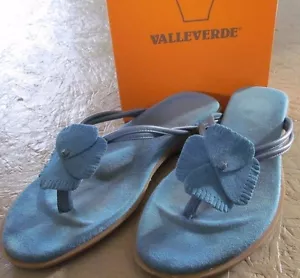 Sandalo donna Valleverde Italia blu scamosciato tanga infradito taglia 38/7,5 US - Foto 1 di 7