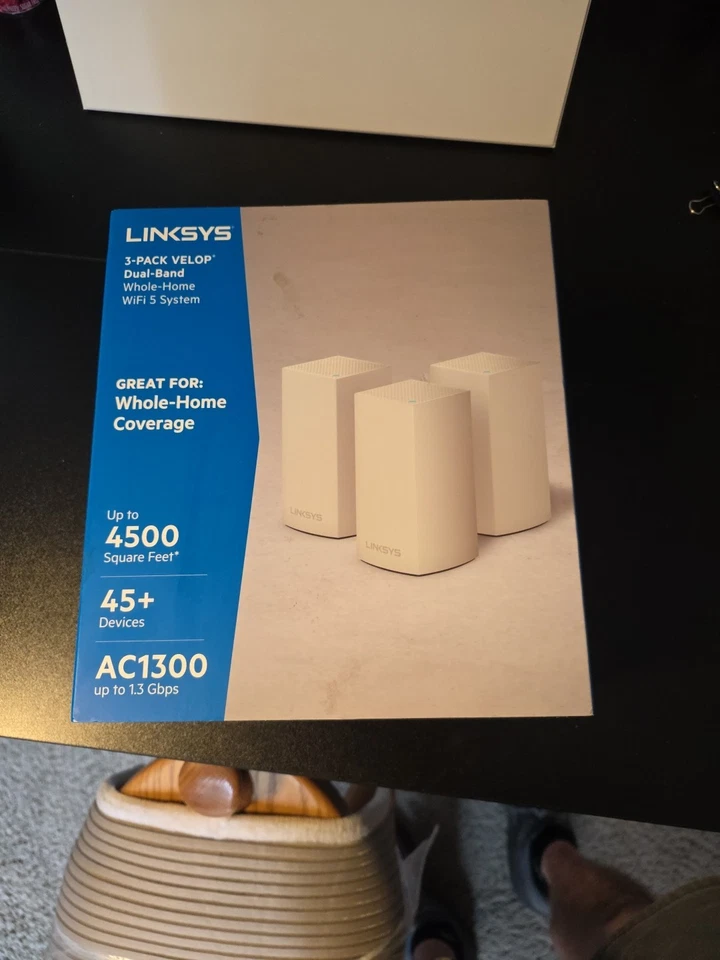 Linksys Velop WHW0103 WiFi 5 AC1300 paquete de 3 sistemas de malla de doble banda para toda la casa en caja Foto 1 de 4