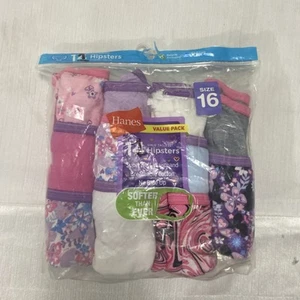 Hanes - Girls 11 Pair Tagless Hipster Underwear- Size 16 - Picture 1 of 7