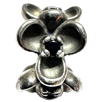 Pandora Retired Sterling Silver Wanda's Garden I Spacer with Black 790861CZK - Image 1 of 4