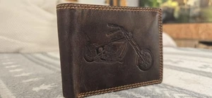 Blue Burry Geldbörse Portemonnaie Echtleder Leather Motorrad Chopper Harley RFID - Bild 1 von 7