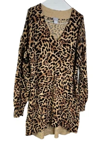 Chicos Cashmere Blend Leopard Print blouse 1 Top M 6 8 - Picture 1 of 6