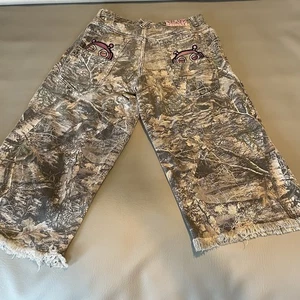 Digits 238 Y2K Short Jean Jorts - Men’s Small (30in) - Camo Big Head Denim Fray - Picture 1 of 14