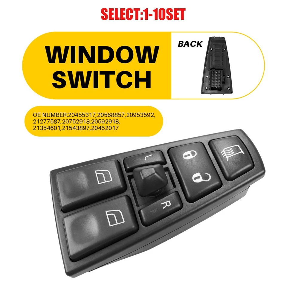 Interruptor de ventana delantera izquierda para Volvo VNM VNL VN 2004-2012 20953592,21277587 1-10x Foto 1 de 4