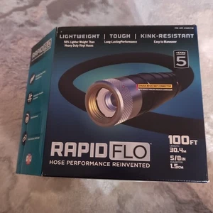 Rapid Flo Lightweight Kink Resistant Garden Hose 5/8 Inch 100 Ft Durable & Flex - Picture 1 of 4