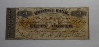 50c Holyoke Bank, Northampton, MA - Obsolete Banknote - Image 1 of 2