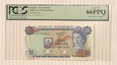 Bermuda 1 Dollar 1970 P-23 UNC Specimen PCGS 66 - Image 1 of 2