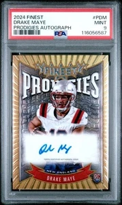 2024 Topps Finest - Prodigies Auto Drake Maye #P-DM Refractor (AU, RC) PSA 9 - Picture 1 of 2