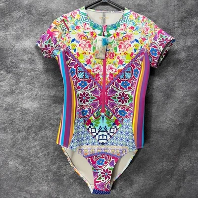 Traje de baño Johnny Was Locita Surf de una pieza multicolor para mujer M manga corta Foto 1 de 4