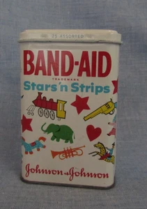 VINTAGE MID CENTURY  1950`S STARS AND STRIPES FIRST DESIGN BAND AID TIN BOX - Picture 1 of 7