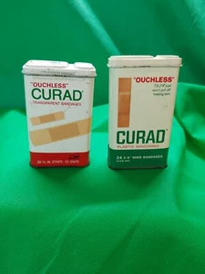 2 X VTG  Metal Bandage Containers Tins Empty Curad  - Picture 1 of 8